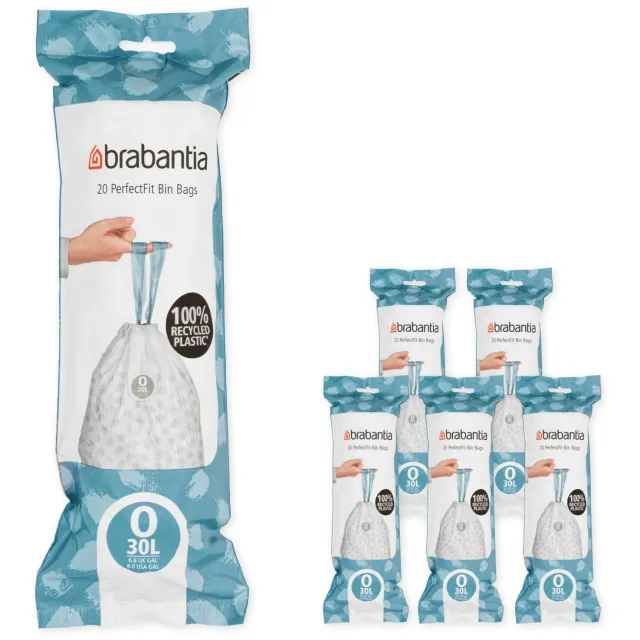 Brabantia PerfectFit Vuilniszakken - 30 l - Code O - 6 rollen x 20 stuks Wit