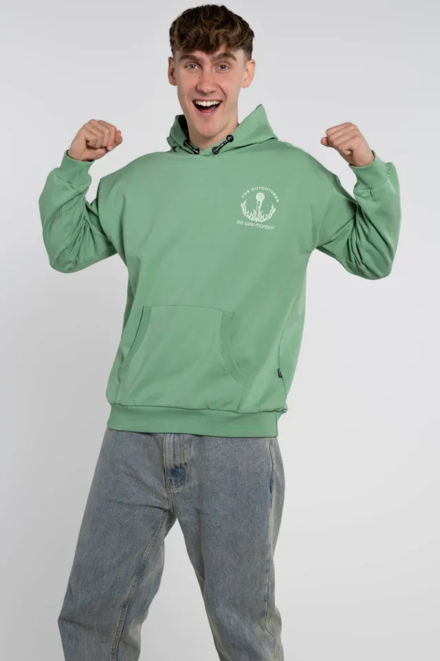 No Way Monday X Job Dutchtuber oversized hoodie met backprint - groen, foto 4