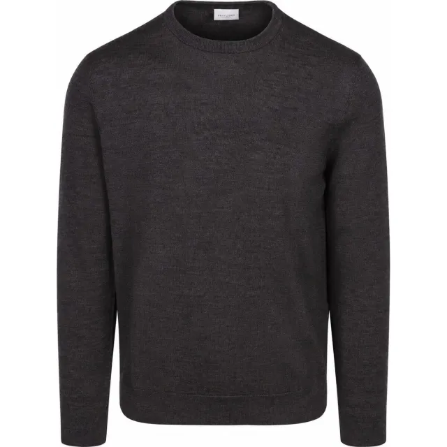 Profuomo Sweater Profuomo Pullover Merinowol Donkerbruin Dark Brown