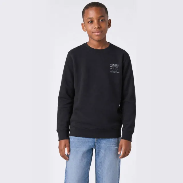 Petrol Industries rechtvallende sweater met print - zwart