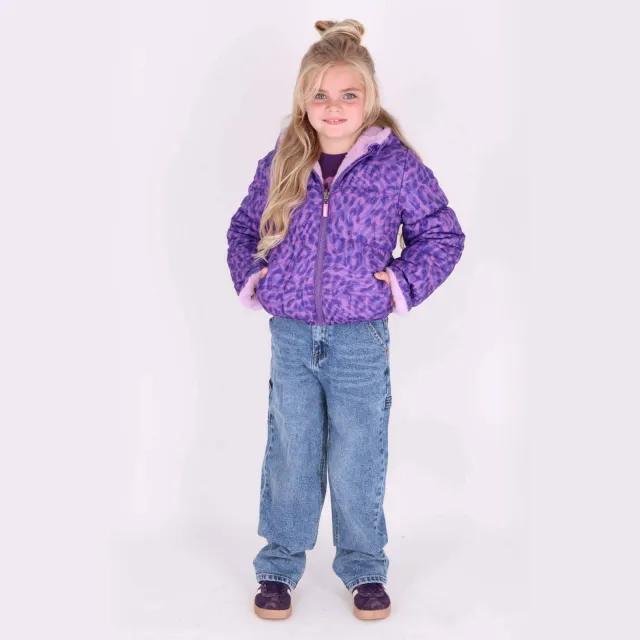 B.Nosy reversible winterjas met panterprint paars