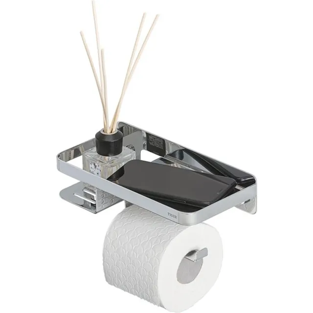 Tiger Caddy toiletrolhouder met planchet chroom