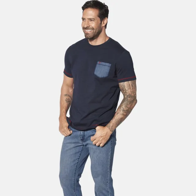 Jan Vanderstorm Balden T-shirt donkerblauw/wit 2-pack Donkerblauw / wit