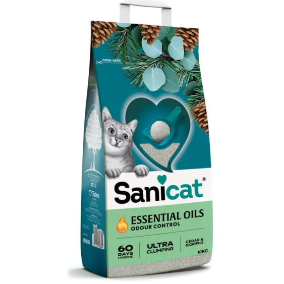 Sanicat Essential Oils Ultra Clumping Cedar & Eucalyptus kattenbakvulling 10 kg