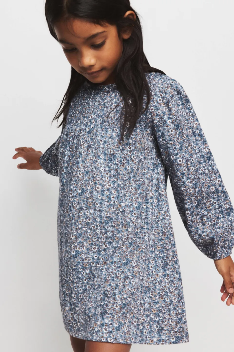 Mango Kids gebloemde midi jurk blauw, foto 6