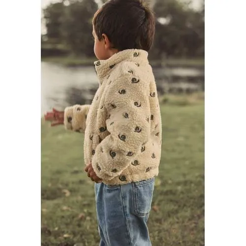 Lil' Atelier teddy jas met borduursels en print ecru, foto 6