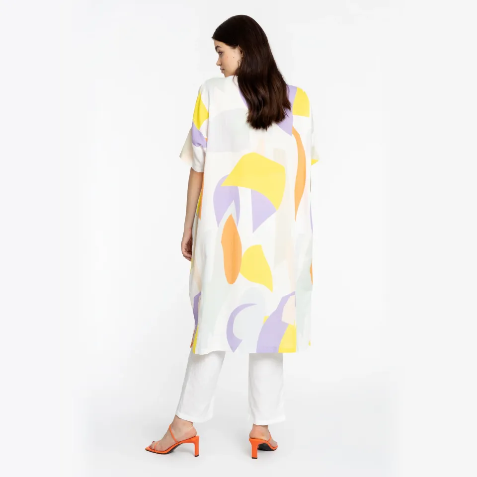 Yoek Flowly jurk met grafische print wit, foto 4