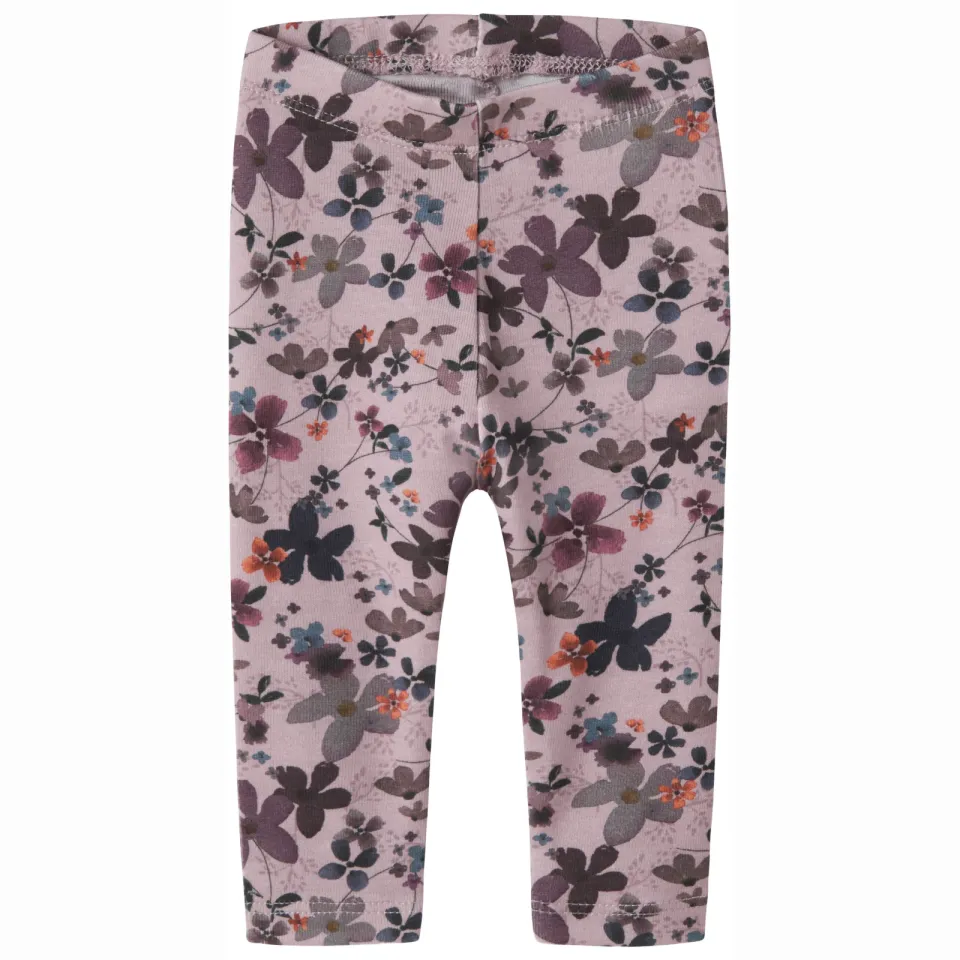 NAME IT BABY broek met bloemenprint lila Lila/paars