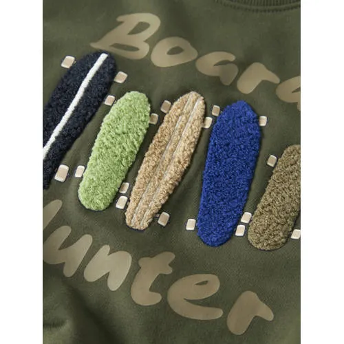NAME IT MINI rechtvallende sweater met patches en print - donkergroen Printopdruk, foto 3