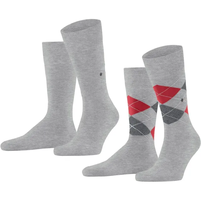 Burlington Everyday Argyle Mix sokken 2-pack grijs