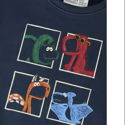 NAME IT MINI rechtvallende sweater met print - donkerblauw, foto 6