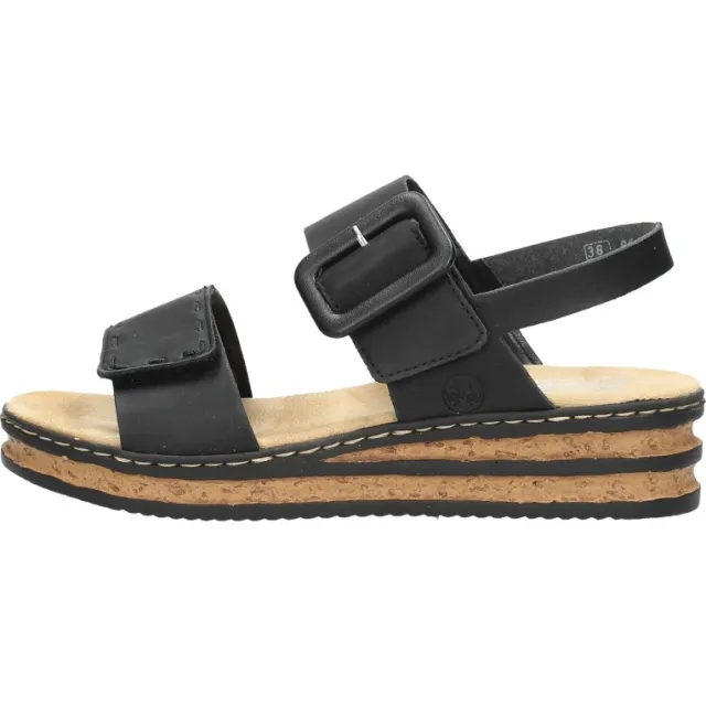 Rieker 62950-00 sandalen met sleehak zwart, foto 2