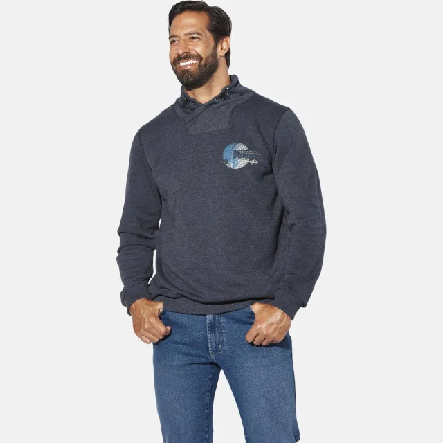 Jan Vanderstorm +FIT Collectie sweater Plus Size ROLFBORG donkerblauw marine