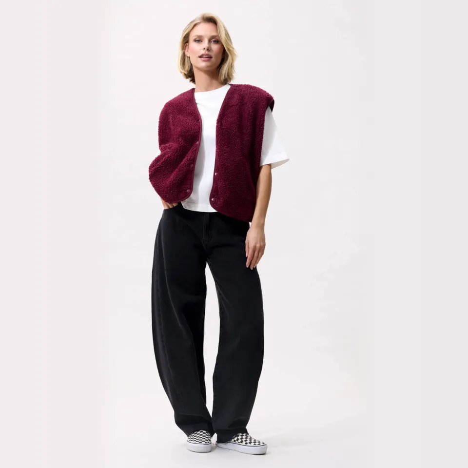 Catwalk Junkie rechtvallend teddy gilet - donkerrood, foto 5