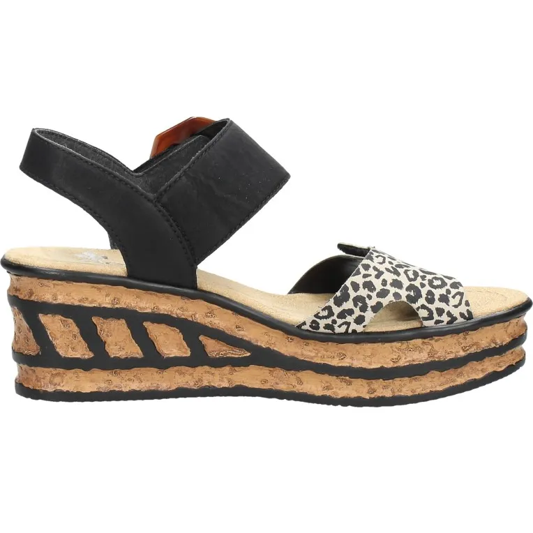 Rieker sandalen met sleehak zwart