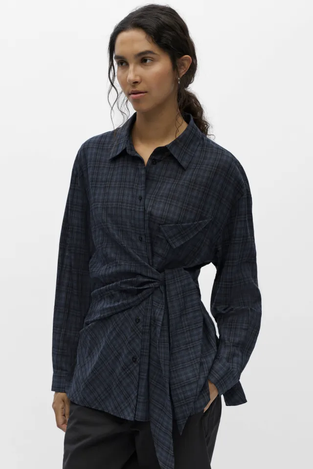 Object Objmalua geruite blouse donkerblauw