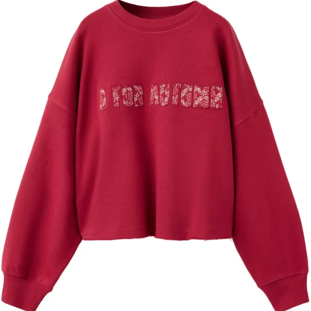 Mango Kids oversized sweater met tekst - rood