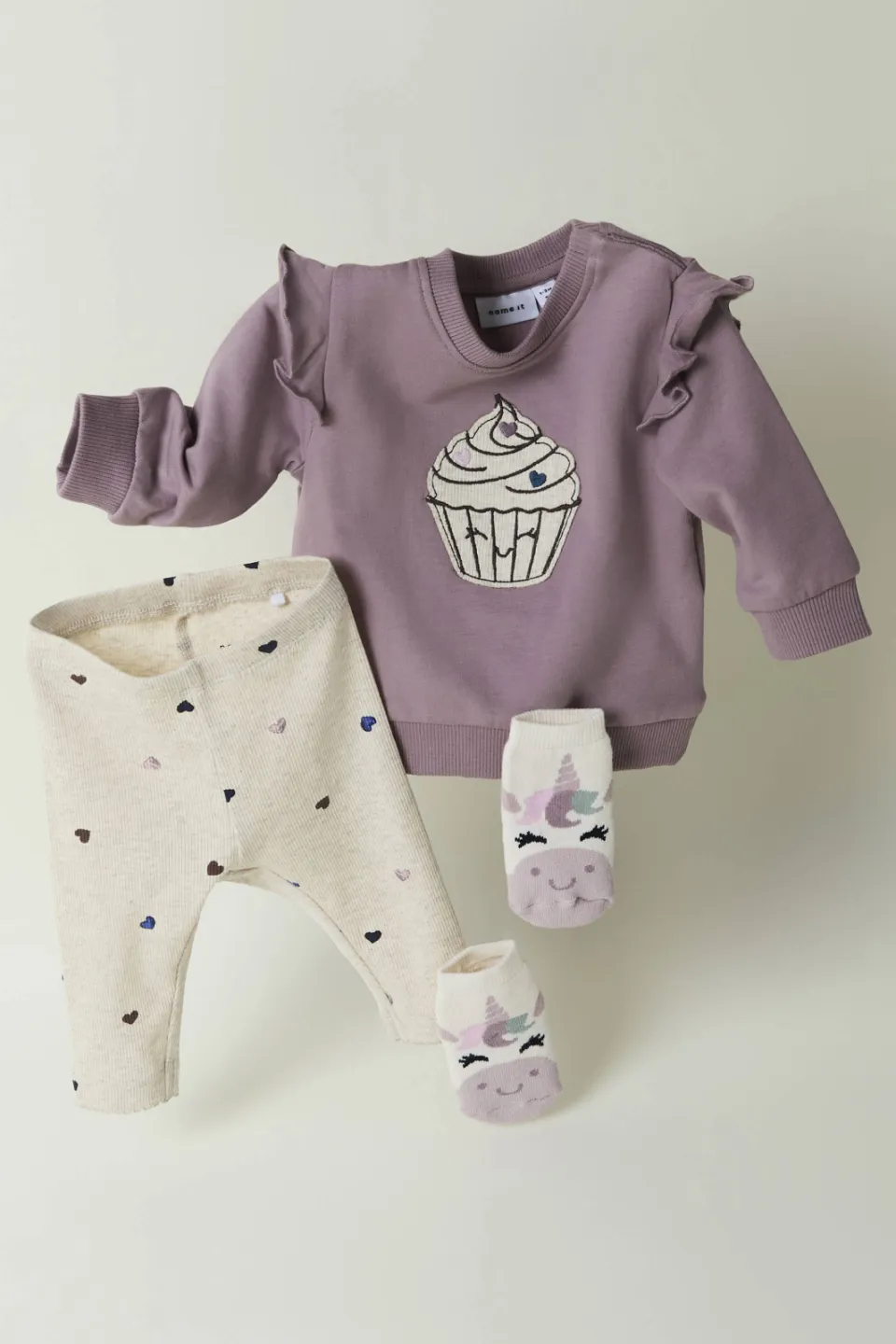 NAME IT BABY legging met hartjes beige, foto 3