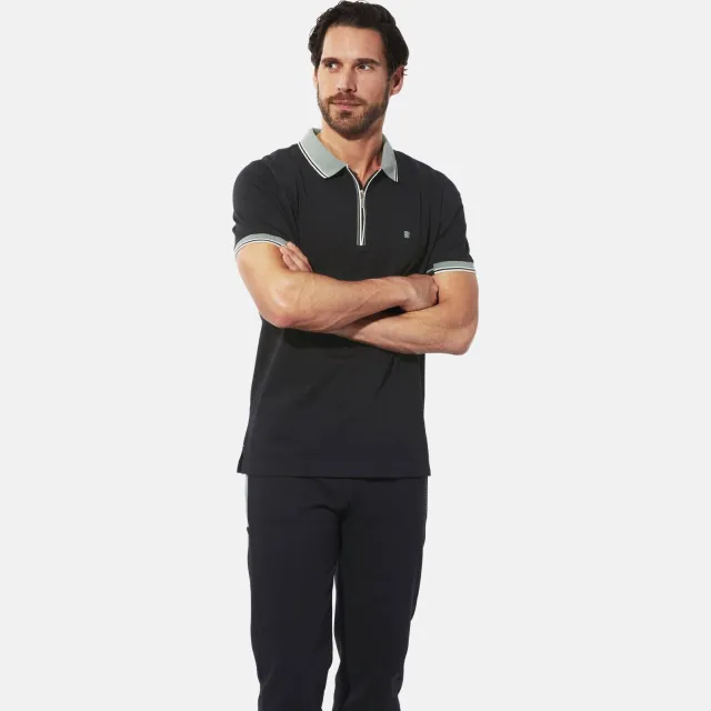 Babista regular fit polo Plus Size - zwart