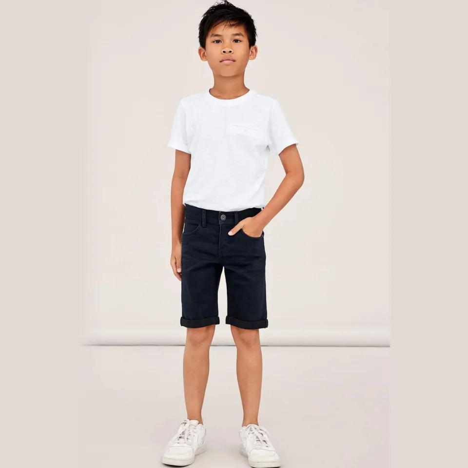 NAME IT slim fit jeans bermuda NKMSOFUS zwart Black Denim