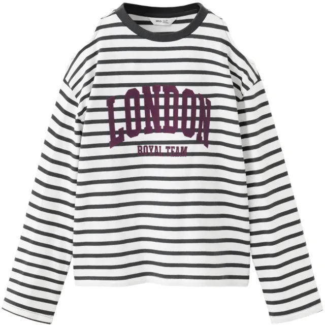 Mango gestreepte longsleeve antraciet wit, foto 2