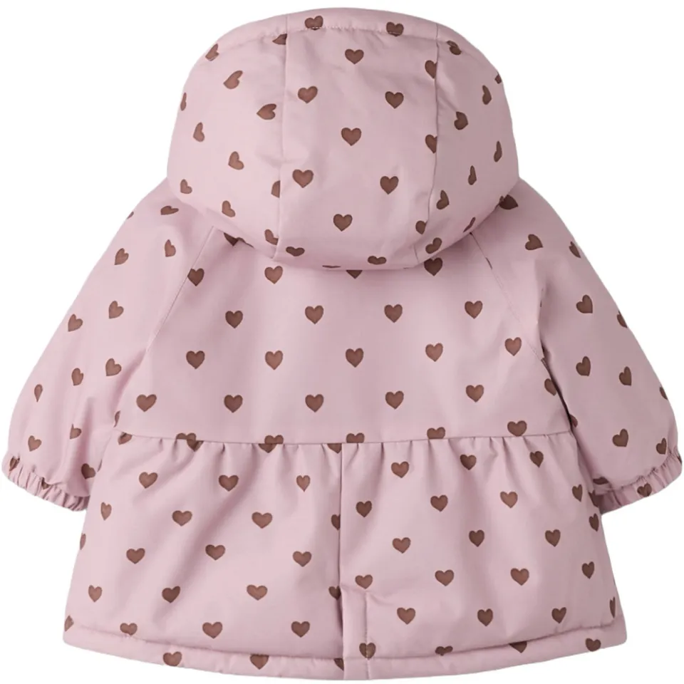 Lil' Atelier Baby winterjas met hartjes roze, foto 3