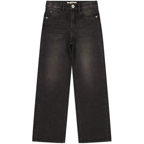 Vingino Coco wide leg jeans - zwart Meisjes Denim Effen Black denim