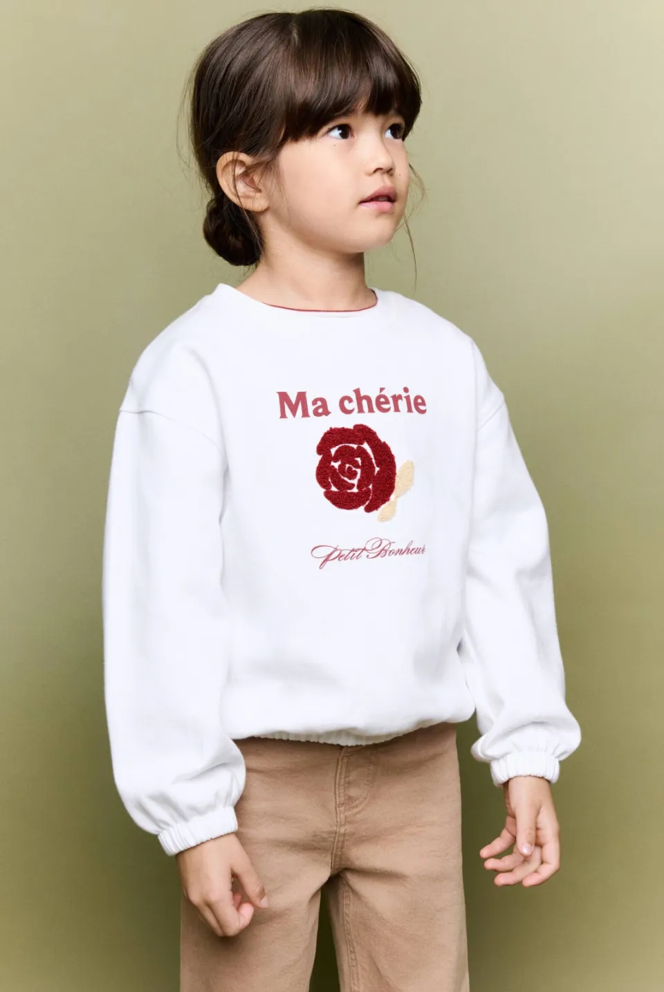 Mango Kids sweater met borduursels - naturel wit, foto 4