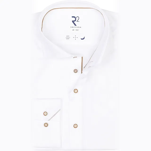 R2 Amsterdam Overhemd Lange Mouw R2 Amsterdam R2 Overhemd Twill Wit