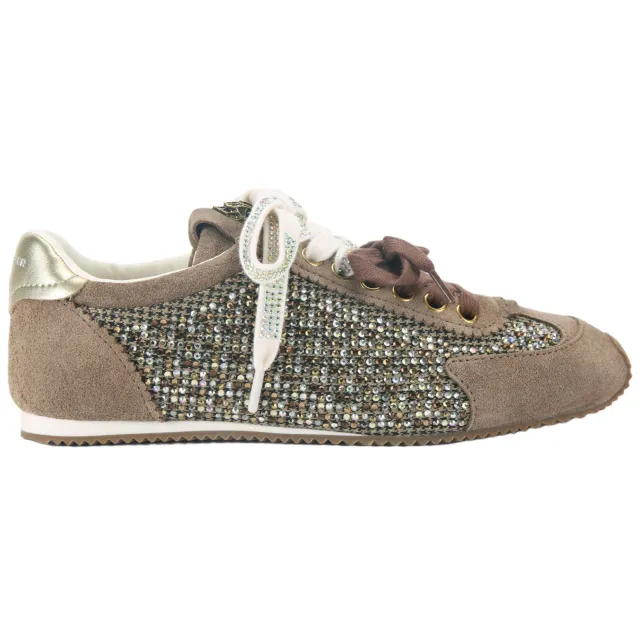 Kurt Geiger Islington suède sneakers met strass-steentjes - bruin