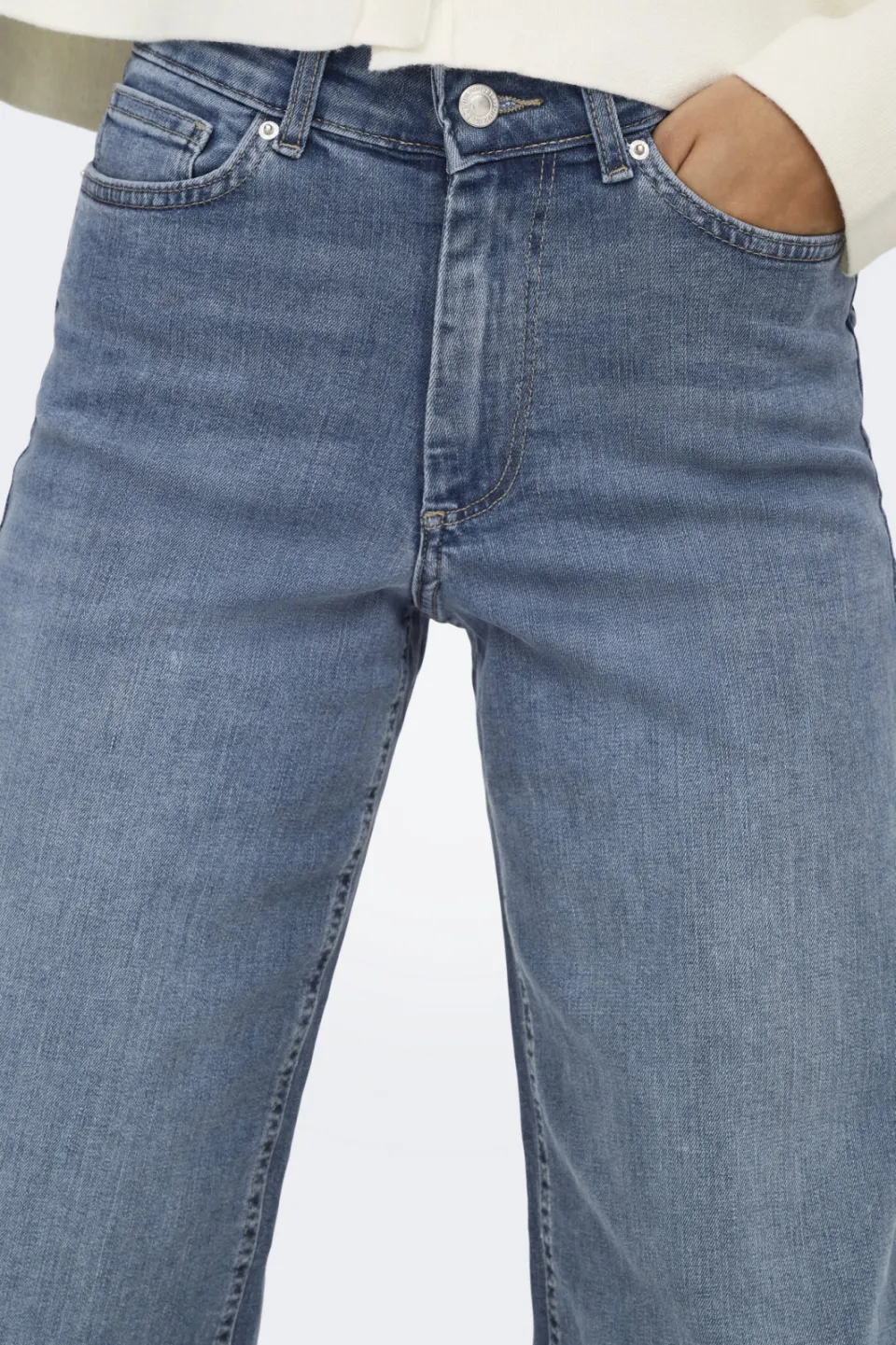 Only high waist wide leg jeans medium blue denim, foto 7