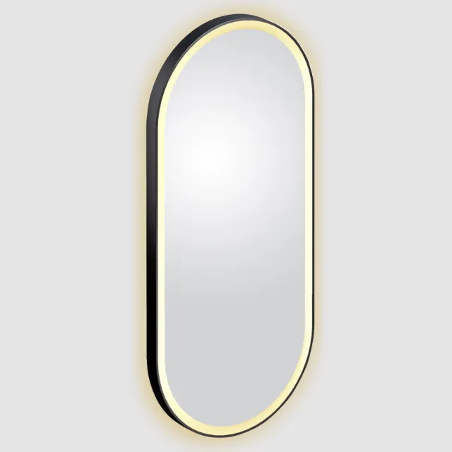 Clou Spiegel Clou Look At Me Met LED Verlichting Ovaal 100x45 cm Met Omlijsting Mat Zwart