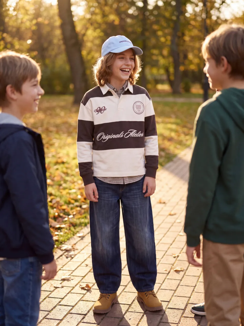 Jack & Jones JUNIOR gestreepte sweater met tekst - bruin/ecru, foto 7