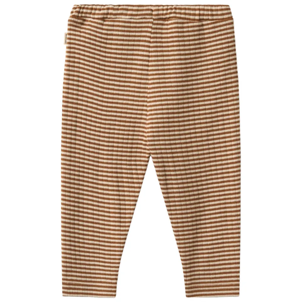 Wheat katoenen gestreepte babybroek bruin/beige