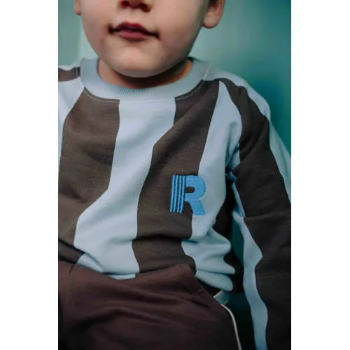 Riffle Amsterdam gestreepte sweater - donkerbruin/lichtblauw, foto 6