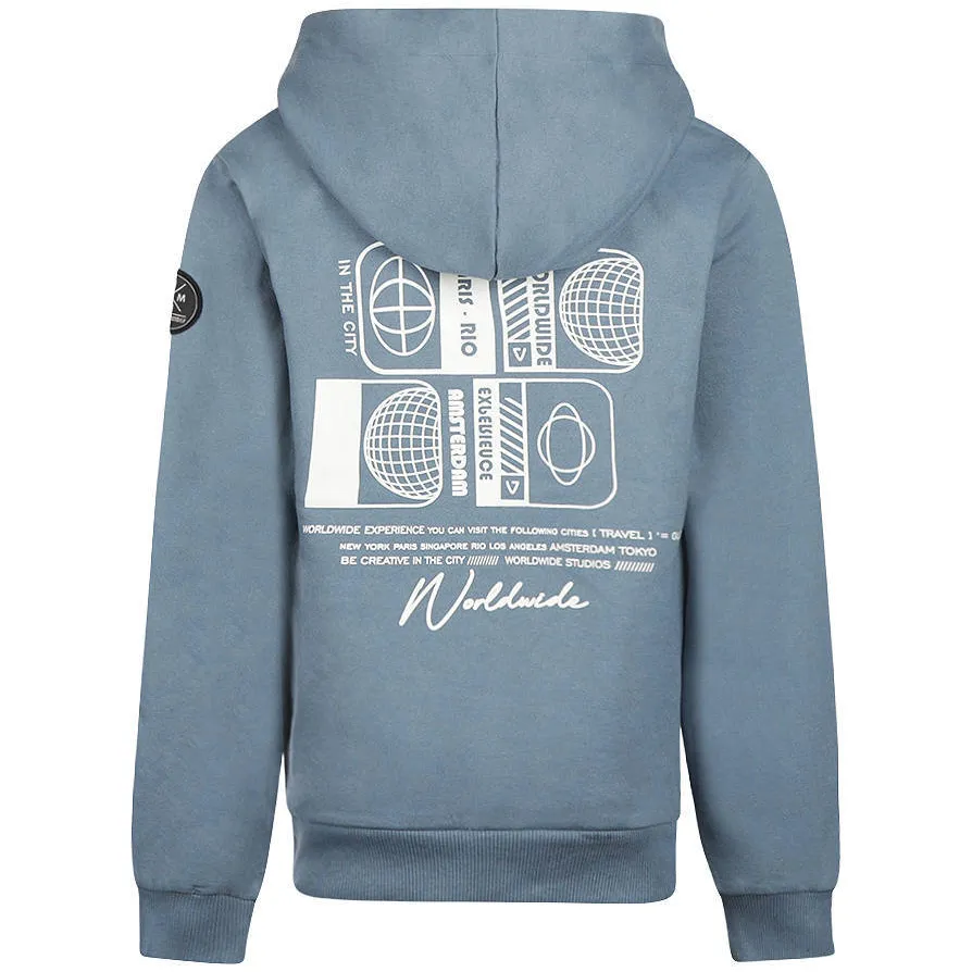 No Way Monday rechtvallende hoodie met backprint - blauw, foto 3