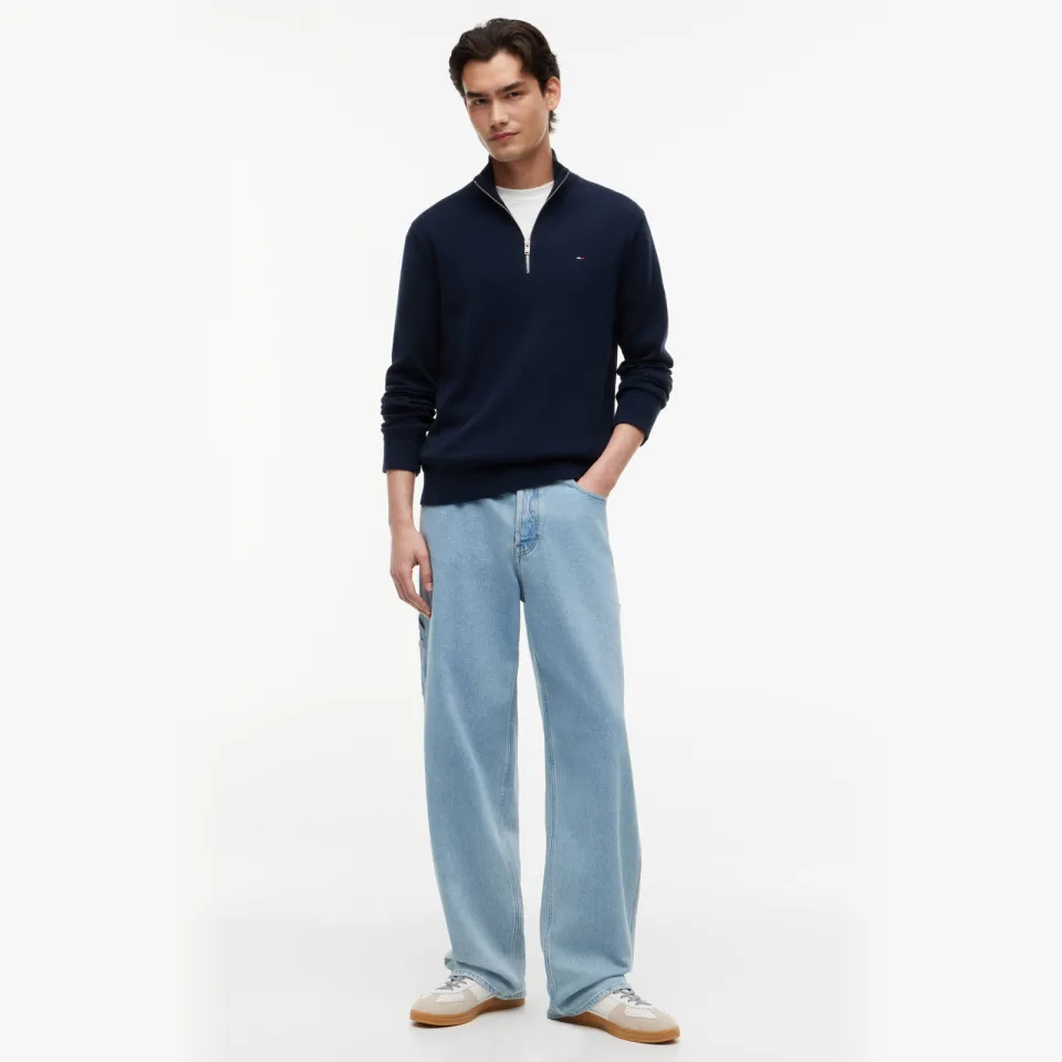 Tommy Jeans katoenen regular fit gebreide trui - donkerblauw, foto 4