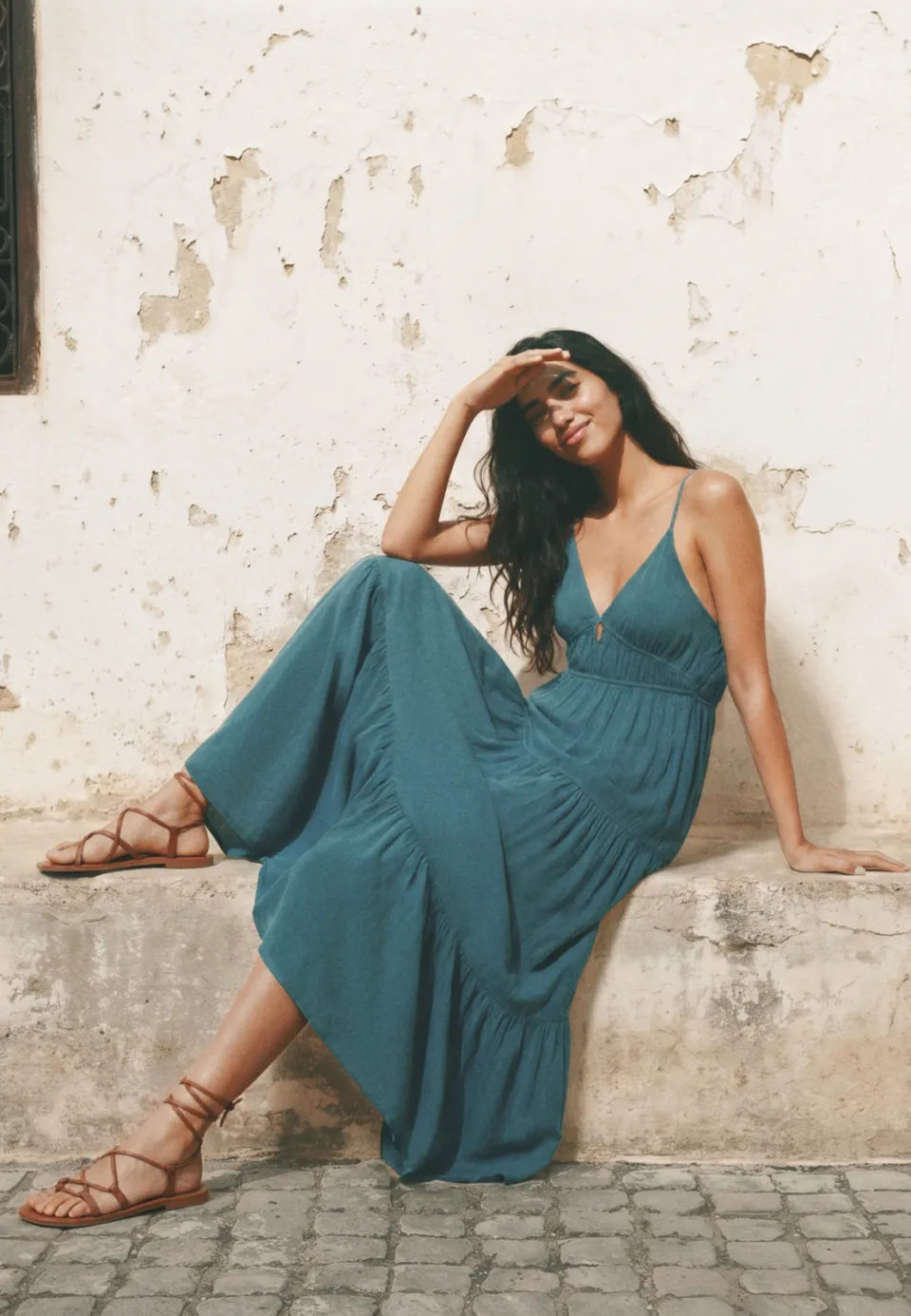Mango maxi jurk blauw