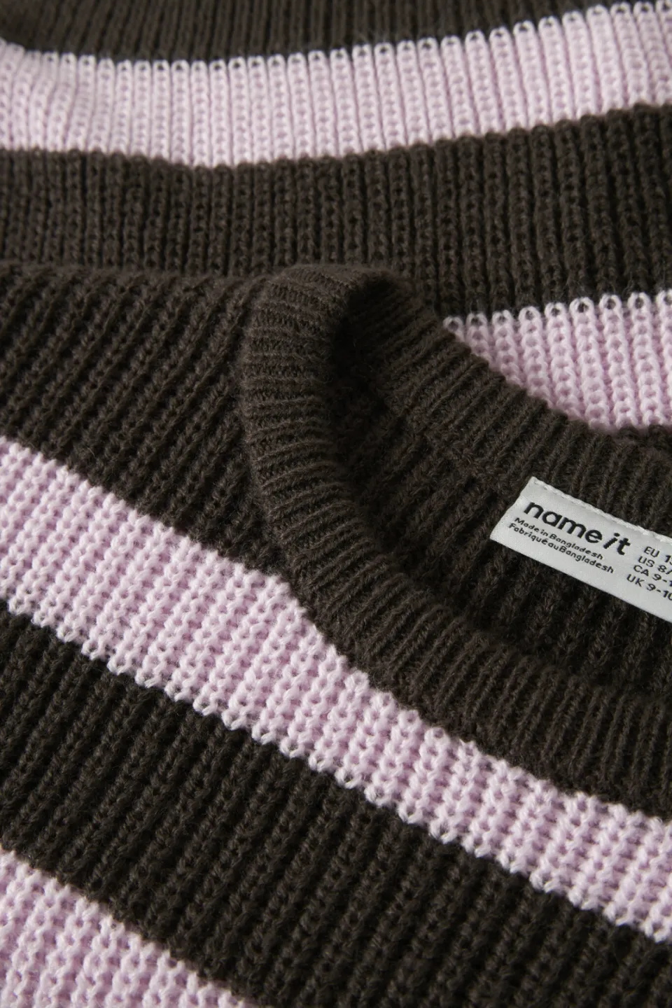 NAME IT KIDS oversized gebreide gestreepte trui - bruin, foto 4