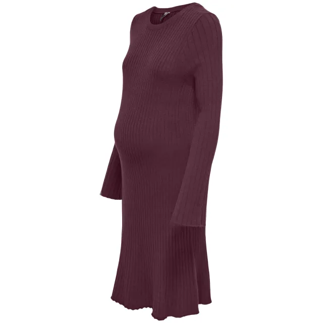 Only MATERNITY gebreide midi jurk ronde hals donkerpaars, foto 2