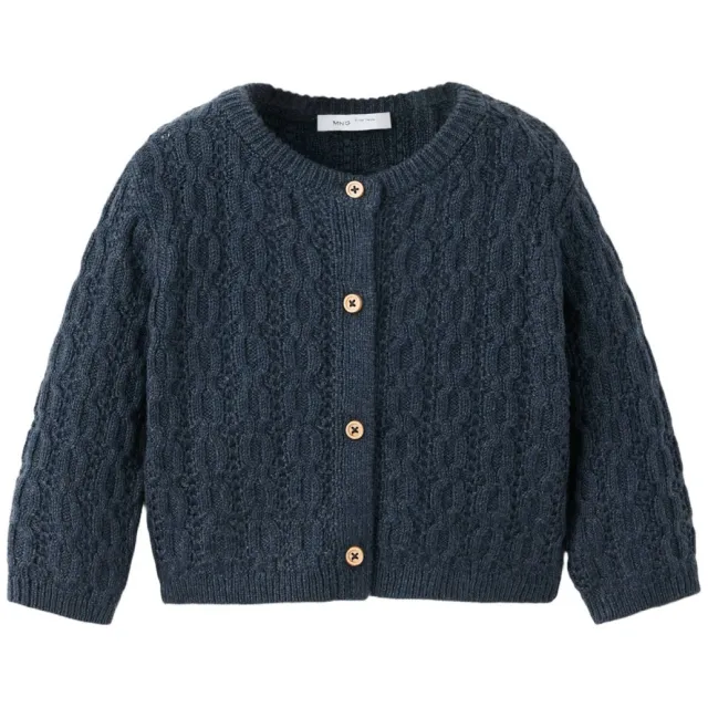 Mango Kids gebreid vest met kabels - donkerblauw