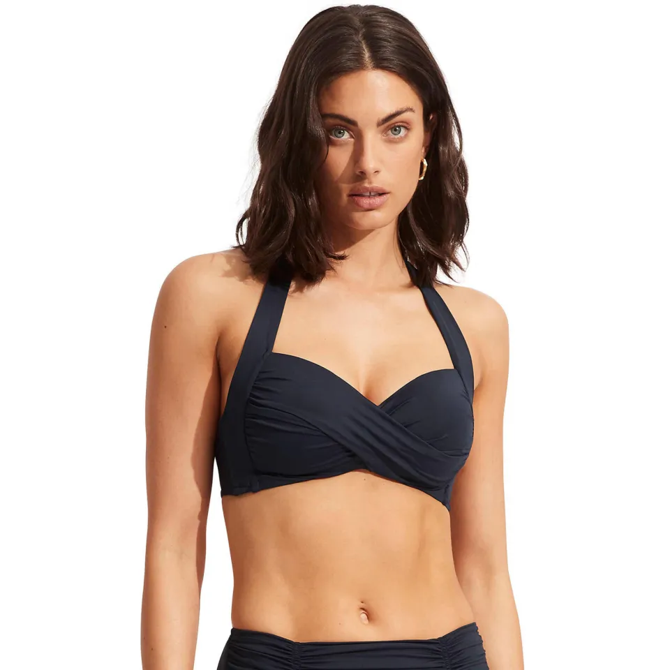 Seafolly voorgevormde push-up bikinitop donkerblauw blauw, foto 4