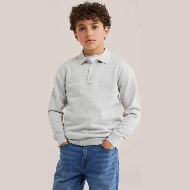 WE Fashion katoenen gebreide trui - lightgrijs