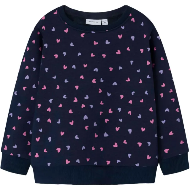NAME IT MINI sweater met hartjes - donkerblauw