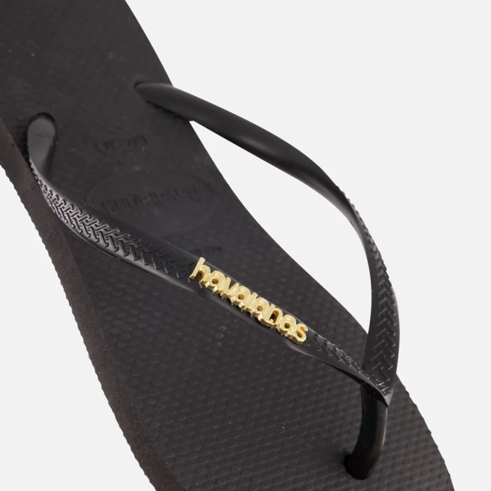 Havaianas Slim Logo Metallic Slippers zwart Rubber, foto 5