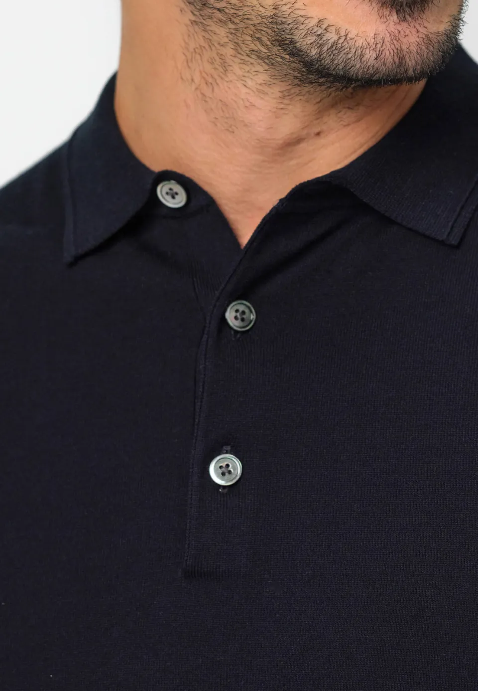 Profuomo zijden regular polo donkerblauw fijn gebreid navy, foto 4