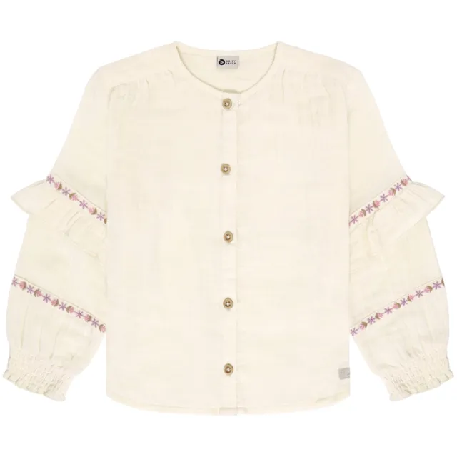 Daily7 rechtvallende blouse met ruches ecru, foto 2