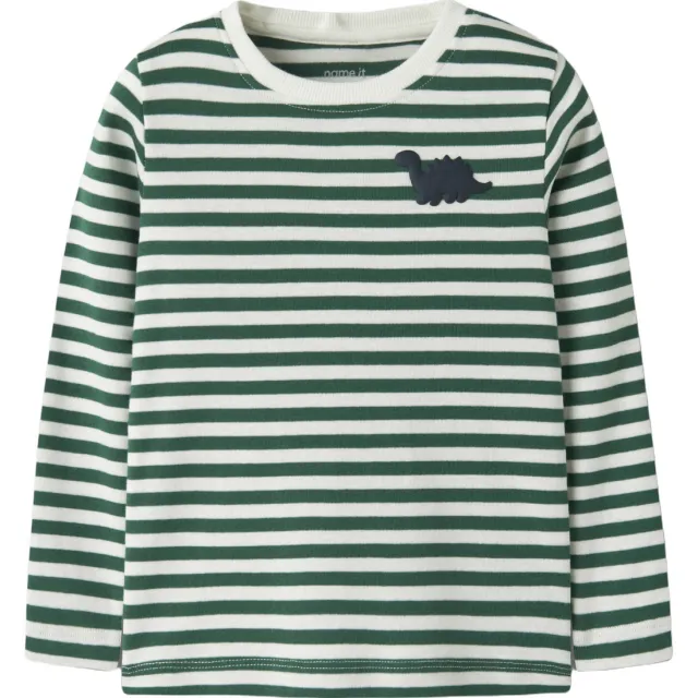 NAME IT MINI aansluitende gestreepte longsleeve groen