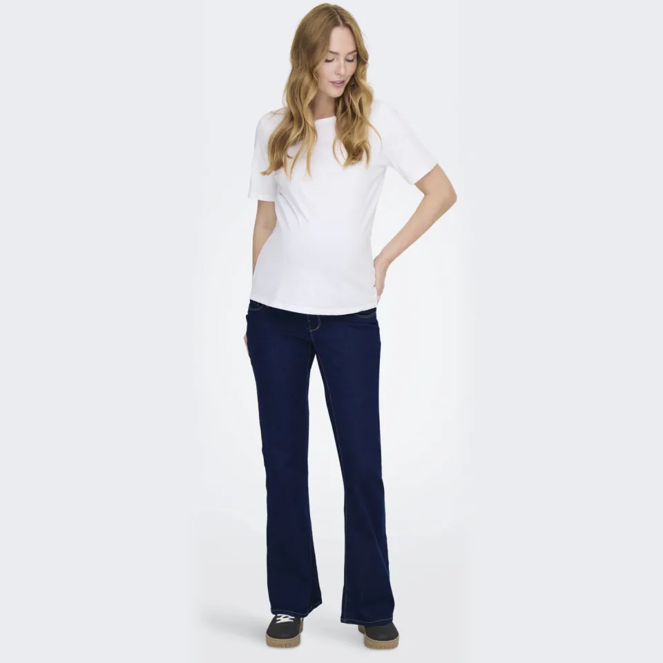 Only MATERNITY high waist zwangerschaps flared jeans dark blue denim