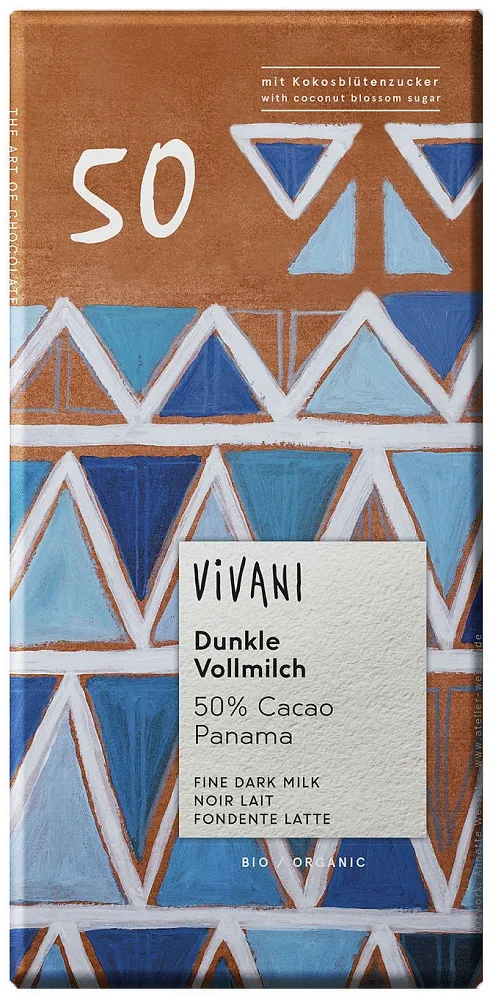 Vivani Donkere melkchocolade 50% cacao chocoladereep